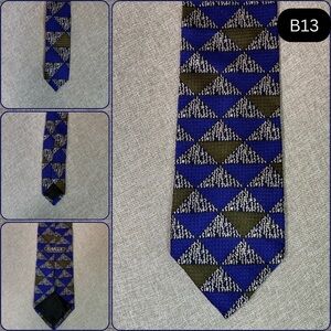 Caravaggio Italy Pure Silk Geometric Tie Blue/Olive
